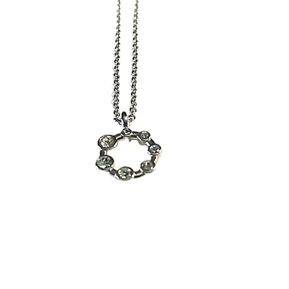 Dana Bachman Delicate Open Circle Crystal Necklace Silver-tone NWOT 18" - Picture 11 of 11